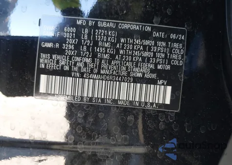 2024 Subaru Ascent Onyx Edition 7-Passenger from USA, damaged, VIN 4S4WMAHD6R3447029